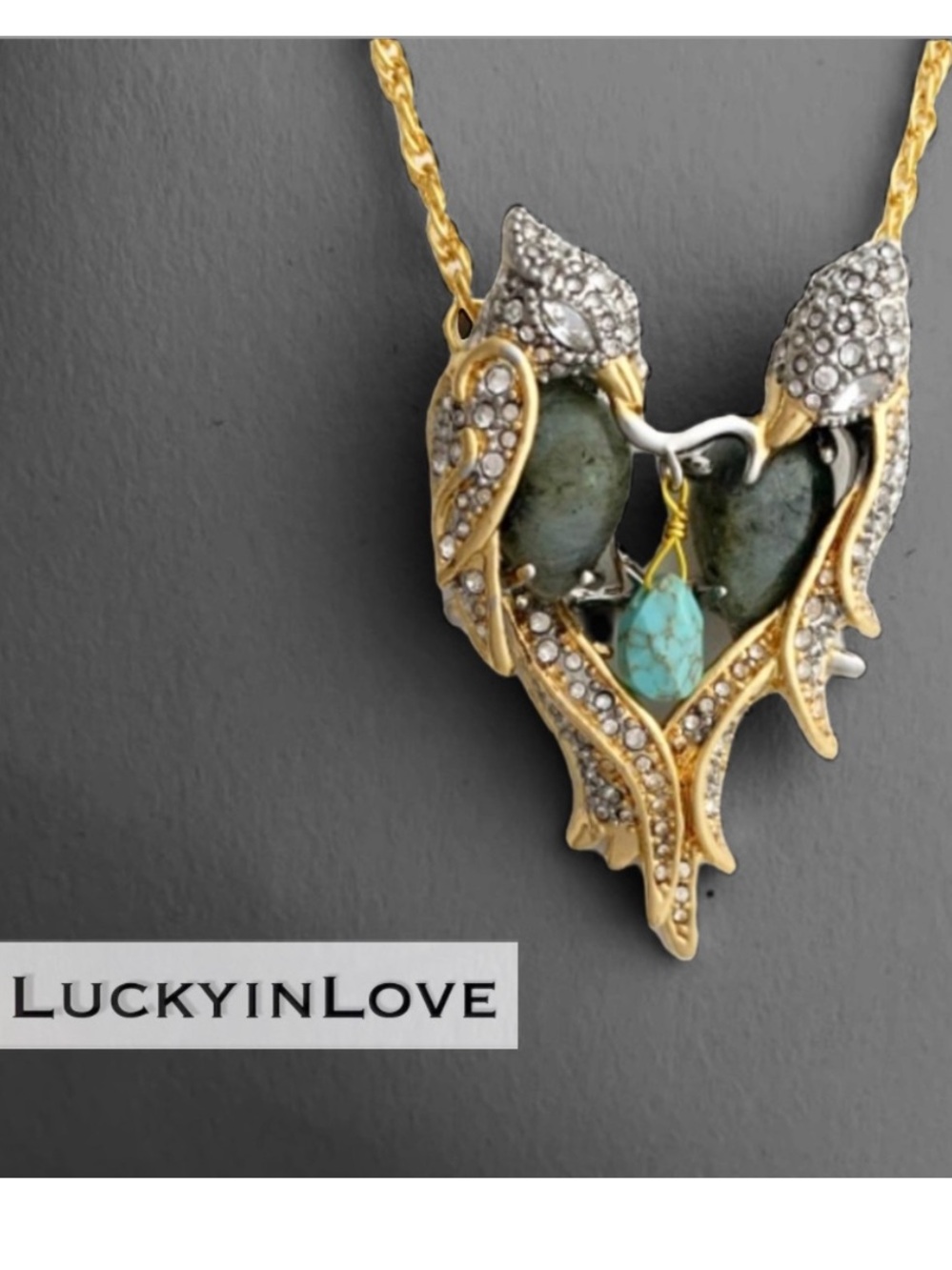 ALEXIS BITTAR• Lovebirds on Branch Pavé Crystal Necklace